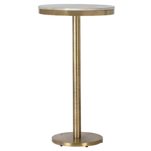 Freya Modern Classic White Marble Antique Brass Bar Table - 24&quot;