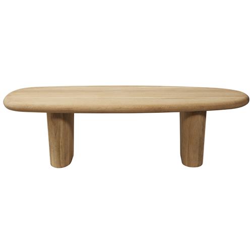 Laura Modern Classic Natural Oak Wood Round Edge Oval Coffee Table