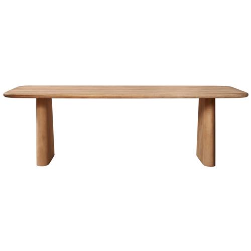 Laura Rustic Brown Oak Wood Round Edge Double Pedestal Base Dining Table - 84&quot;W