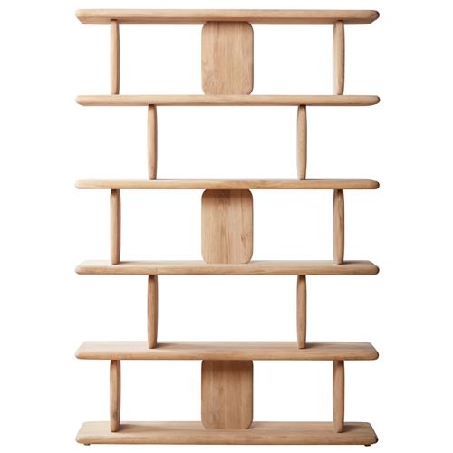 Laura Rustic Lodge Brown Oak Wood Round Edge Shelving Bookcase