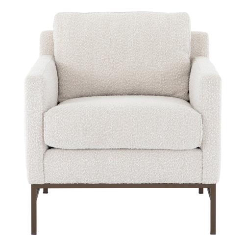 Lilian Industrial Off White Performance Boucle Bronze Iron Frame Arm Chair