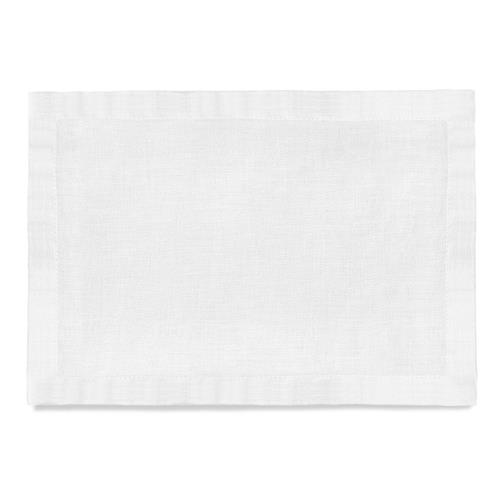 L&#39;Objet Sateen Modern Classic White Linen Placemats - Set of 4