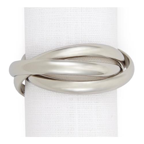 L&#39;Objet Three Ring Modern Classic Platinum Plated Napkin Ring - Set of 4