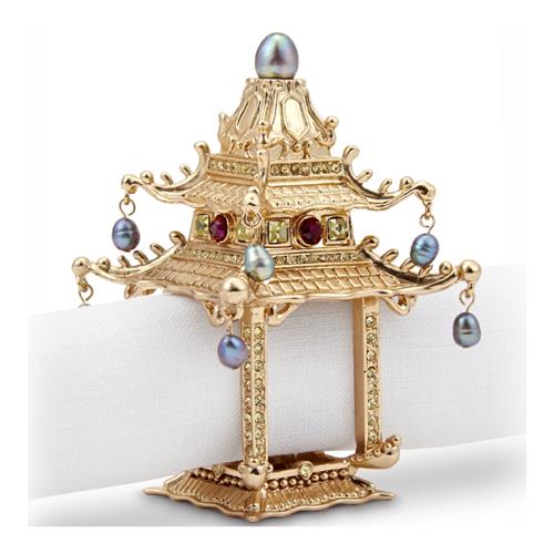 L&#39;Objet Pagoda Global Bazaar Gold Plated Napkin Ring - Set of 2