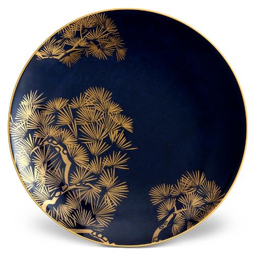 L&#39;Objet Zen Bonsai Modern Classic Blue Porcelain Dessert Plate - Set of 4