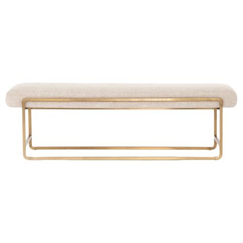 Sey Modern Beige Performance Upholstered Seat Gold Steel Bench