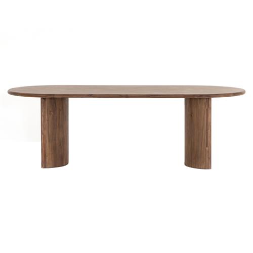 Paris Rustic Lodge Brown Acacia Wood Oval Dining Table - 94&quot;
