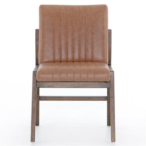 Ali Mid Century Modern Brown Leather Wood Dining Chair