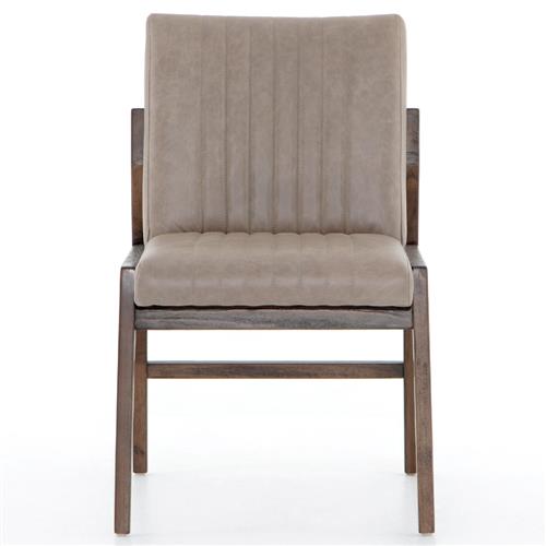 Ali Mid Century Modern Grey Leather Wood Dining Chair