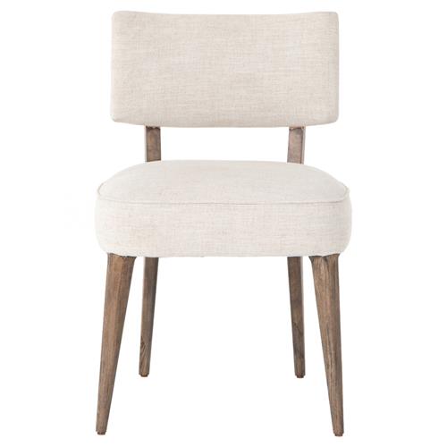 Andy Modern Classic Ivory Performance Seat Brown Wood Dining Chair