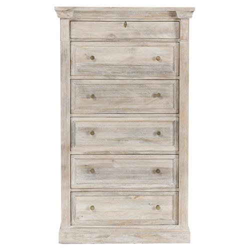 Melany French Country Natural White Wash Mango Wood 6 Drawer Dresser