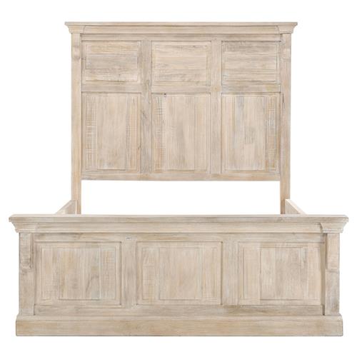 Melany French Country Natural White Wash Mango Wooden Bed - Queen