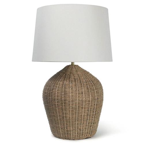 Georgian Brown Woven Rattan Bedside Table Lamp