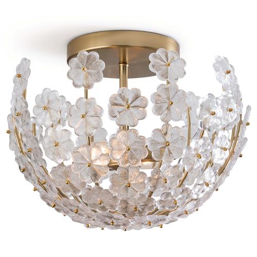 Charlotte Regency Natural Brass Steel Flower Semi-Flush Mount