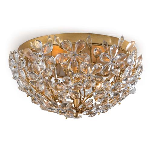 Cheshire Hollywood Regency Gold Leaf Metal Flush Mount