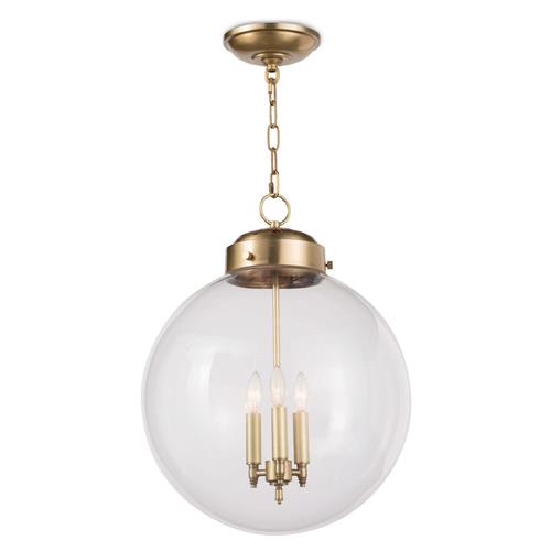 Globe French Clear Glass Bronze Metal Pendant