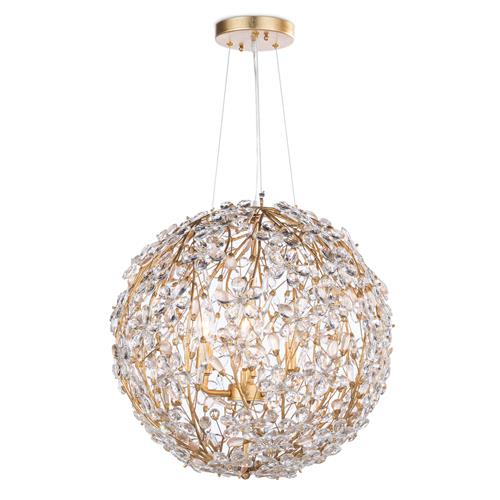 Cheshire Hollywood Clear Crystal Gold Leaf Metal Chandelier - Small