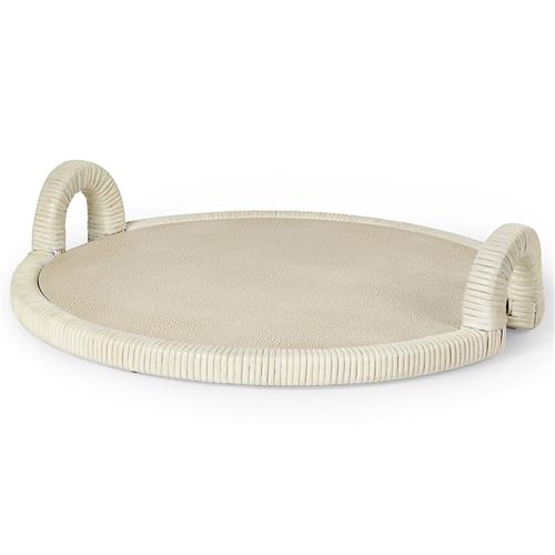 Palecek Bermuda Coastal Beige Faux Shagreen Serving Tray