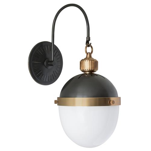 Otis Industrial Black Steel Natural Brass Accent Armed Sconce