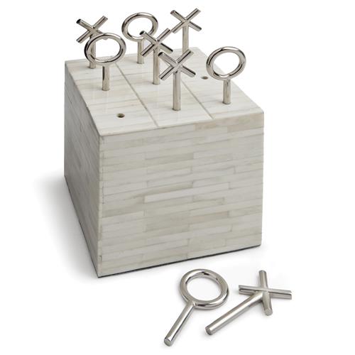 Tic Tac Toe Modern Classic Natural White Bone Block Game Set