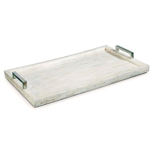 White Bone Modern Classic Nickel Handle Rectangular Tray
