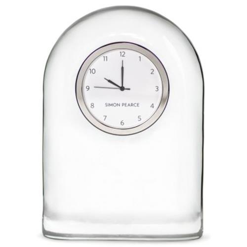Simon Pearce Barre Glass Modern Clear Glass Round Table Clock