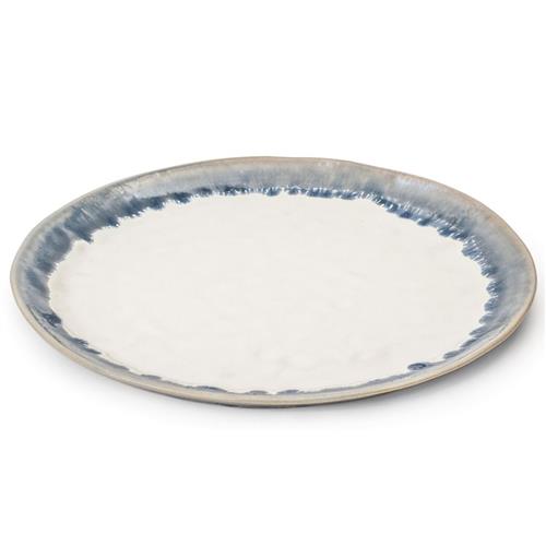 Simon Pearce Burlington Modern Blue Drip Edges White Stoneware Side Plate