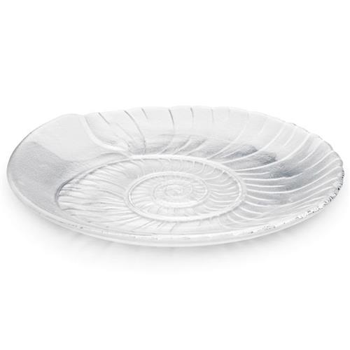 Simon Pearce Shell Coastal Beach Clear Glass Platter