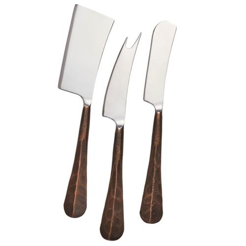 Simon Pearce Woodbury Modern Brown Handle Stainless Steel Cheese Knife Set