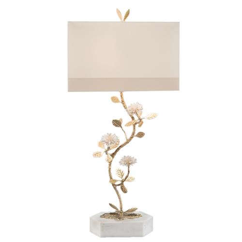 John-Richard Quartz Hollywood Antique Brass Metal White Marble Base Table Lamp
