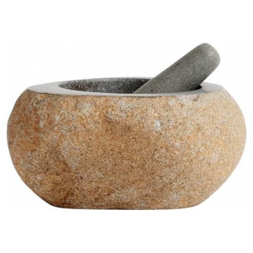 Emily Industrial Loft Brown Riverstone Mortar and Pestle
