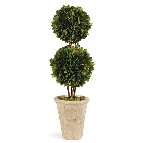 Marin French Country Green Boxwood Double Sphere Topiary - Small