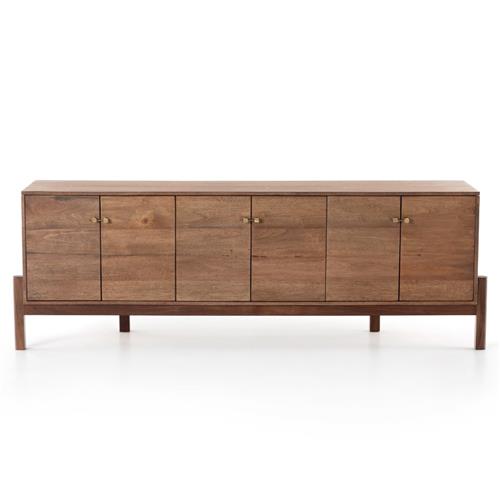 Rissa Mid Century Modern Brown Acacia Wood Media Console