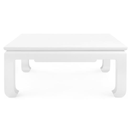 Bethany Vanilla Lacquered Linen Chow Feet Square Coffee Table