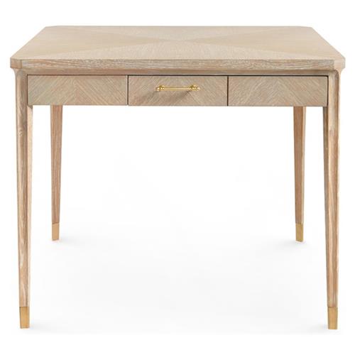 Bertram Coastal Bleached Sand Oak Brass Accent Game Table