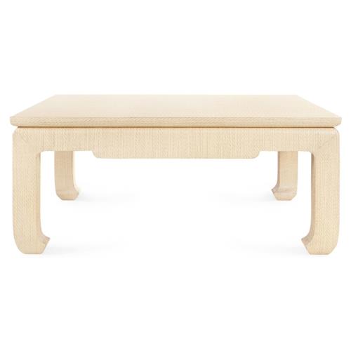 Bethany Coastal Natural Twill Fabric Chow Feet Square Coffee Table