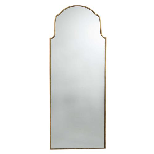 Pauline French Country Gold Iron Arched Frame Floor Mirror