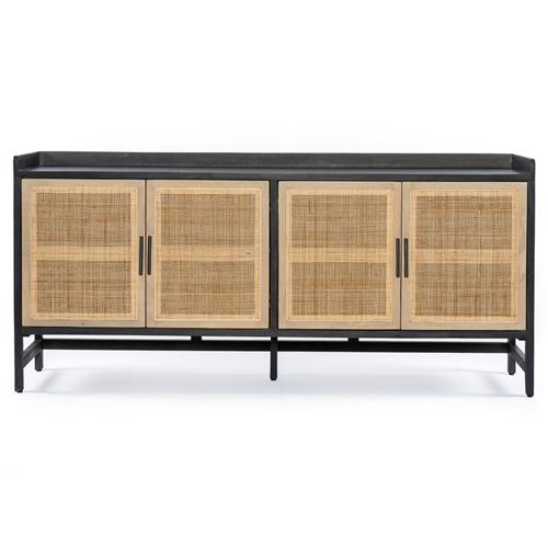Corazon Global Bazaar Woven Natural Cane Black Wash Mango Wood Sideboard