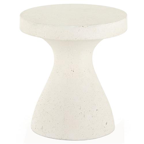 Serenity Industrial Loft Textured White Concrete Round Outdoor Pedestal End Table