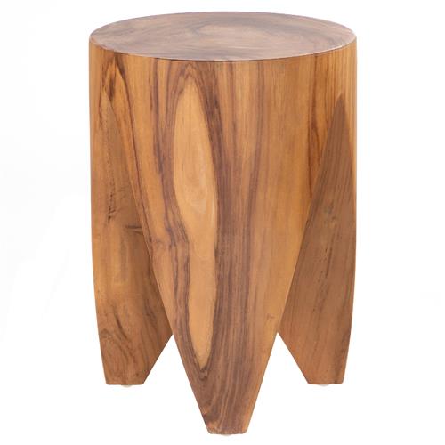 Lydia Global Bazaar Natural Teak Wood Round Outdoor Side End Table