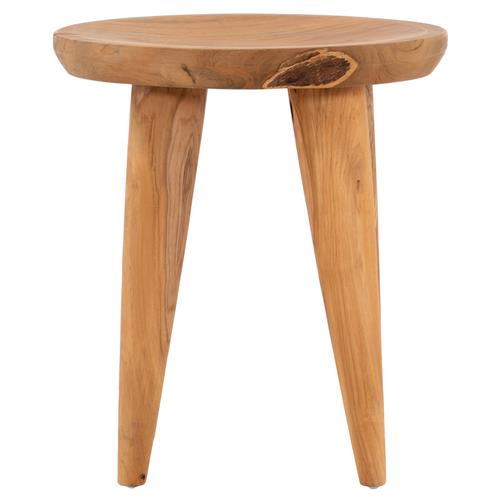 Zada Global Bazaar Natural Teak Wood Round Outdoor Side End Table