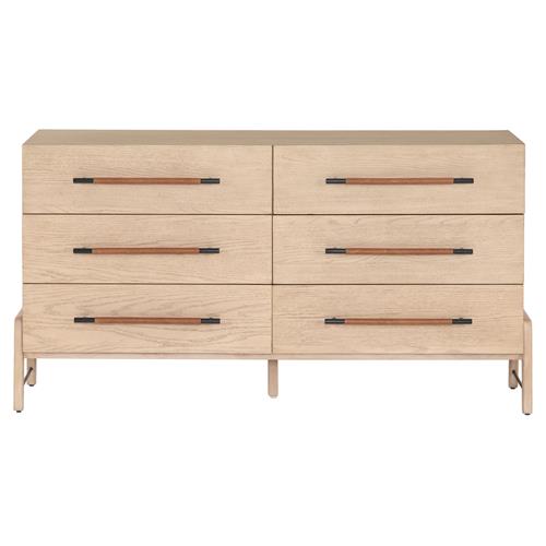 Matthew 6 Drawer Modern Classic Brown Wood Dresser
