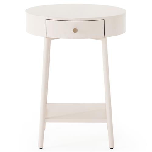 Tyra Hollywood Regency White Wood 1 Drawer Nightstand