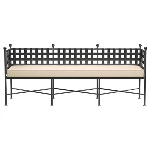 Aurore French Beige Sunbrella Cushion Metal Outdoor Garden Bench