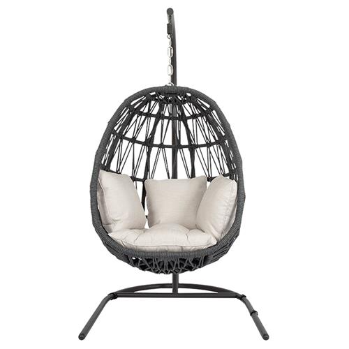 Levi Coastal Grey Aluminum White Sunbrella Outdoor Egg Chair