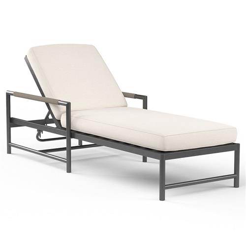 Aurora Mid Century Grey Aluminum Sunbrella Outdoor Chaise Lounge
