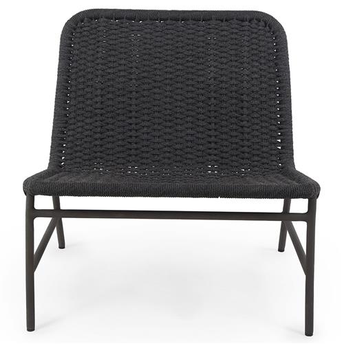Ruben Coastal Beach Dark Grey Rope Black Aluminum Outdoor Lounge Side Chair