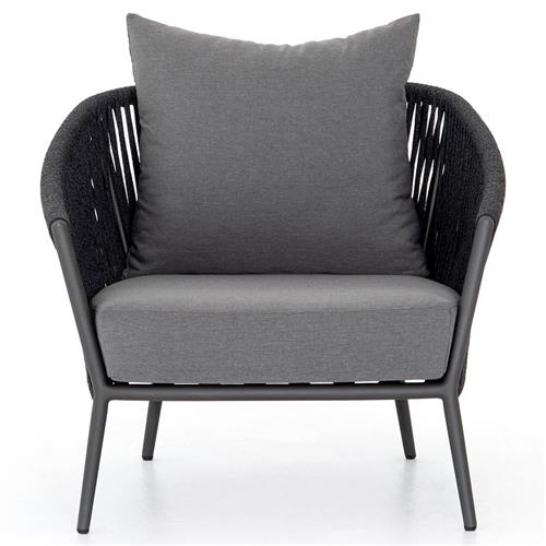 Porter Coastal Beach Grey Cushion Dark Bronze Aluminum Rope Outdoor Lounge Chair