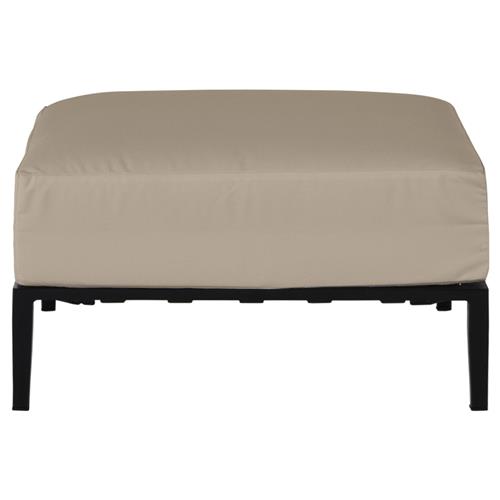 Havana Beige Sunbrella Cushion Black Frame Cane Square Outdoor Ottoman