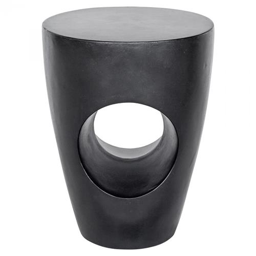 Ayaan Modern Classic Black Concrete Round Outdoor Stool